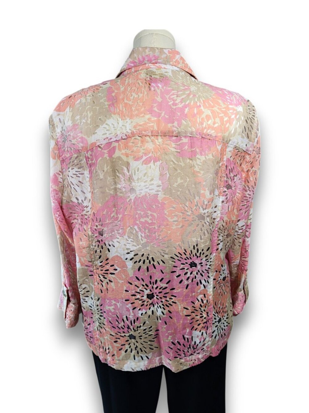 Ruby Rd. Pink Floral Lightweight Shirt Jacket – Size 18W - Picture 5 of 10